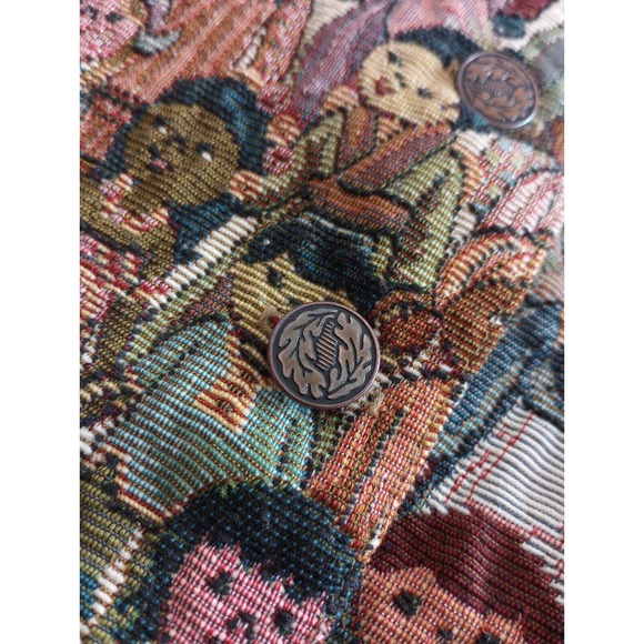 VTG Nadia Children of the World Tapestry Vest S Multicultural Button Inclusive - Picture 6 of 9